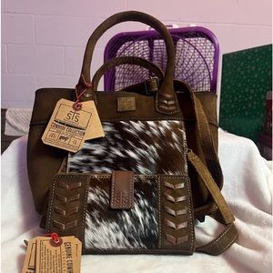 HARD TO FIND STS RANCHWEAR MATCHING COWHIDE PURSE & WALLET